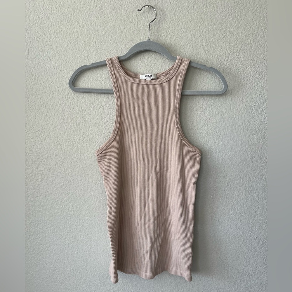 Bundle Agolde Rayne Black Tan Ribbed Cotton Lyocell Blend Tanks Women's Size S - Picture 10 of 16